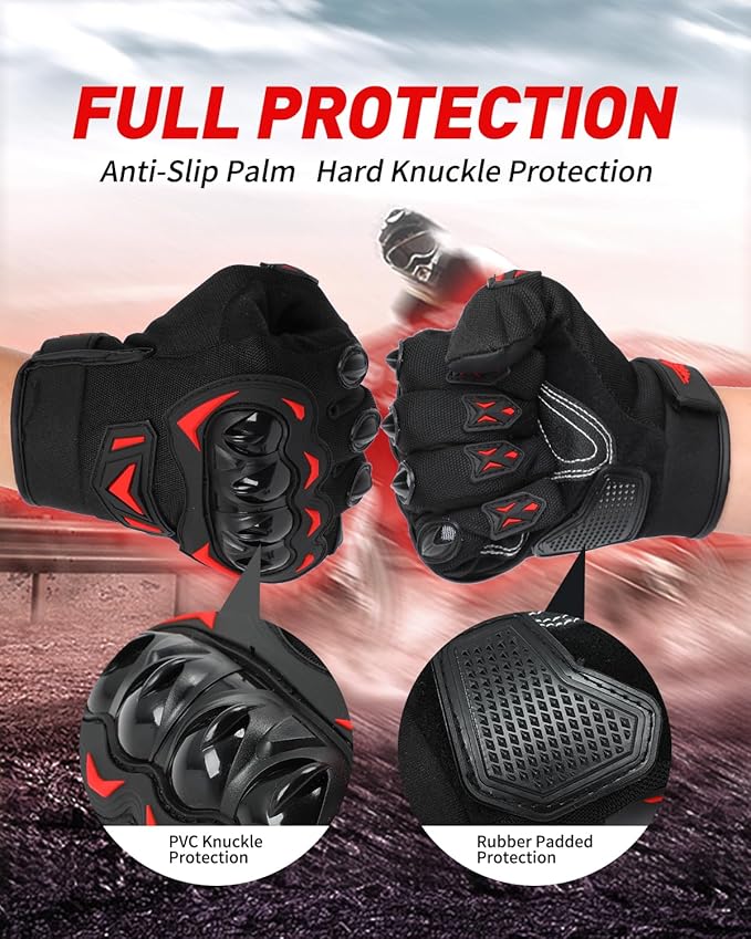 Motorcycle Gloves,Touchscreen Motorbike Gloves with Hard Knuckle Tactical Gloves Riding Gloves Anti-Slip Airsoft Gloves