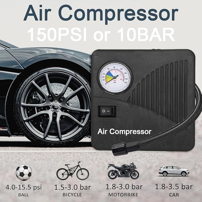12v Auto Jump Starter Pack with Air Compressor, Peak Current 2000a, Car Lithium Battery Charger Jumper Box Tire Air Pump, Portable Power Bank for 8.0L Gas and 5.0L Diesel with Quick Charge