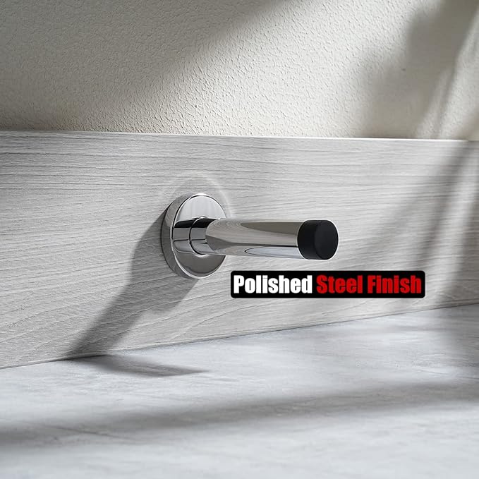 JQK Door Stopper Chrome, 304 Stainless Steel Thicken 1mm Sound Dampening Door Stop Bumper Wall Protetor, Polished Chrome, DSB5-CH