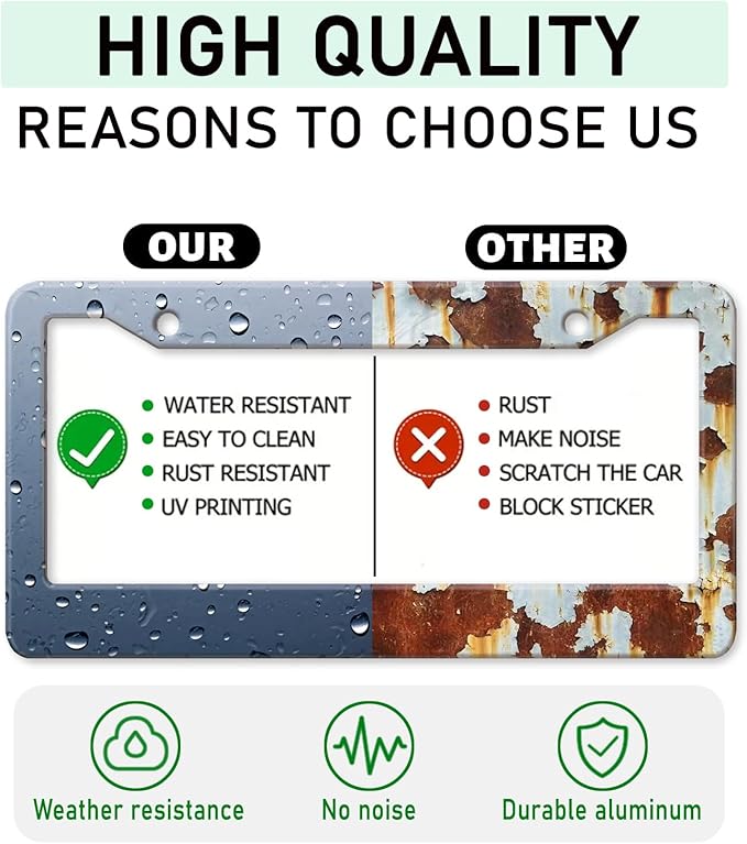 Floral License Plate Frame, Flowers License Plate Holder Covers, Metal Aluminum Rustproof Car Accessories for Us Canada Standard Women Men 2 Holes with Screw Caps