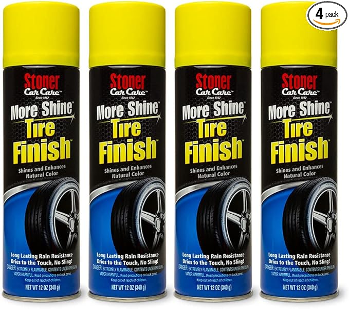 Stoner Car Care 91094-4PK More Shine Tire Finish for Tire and Wheel Care Creates a Long-Lasting, Rain-Resistant Tire Shine, Makes Faded Tires Look New, Non-Greasy Formula, 12 Oz, Pack of 4