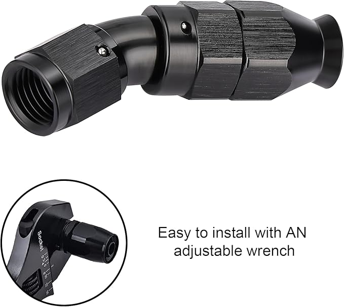 EVIL ENERGY 4AN 30 Degree PTFE One Piece Full Flow End Hose Fitting Aluminum Black