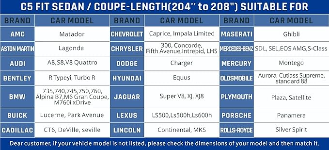 6 Layer Heavy Duty Car Cover Waterproof All Weather Protection with Cotton Liner, Universal Fit Audi A8, Lexus LS500, Jaguar XJ,Benz S-Class
