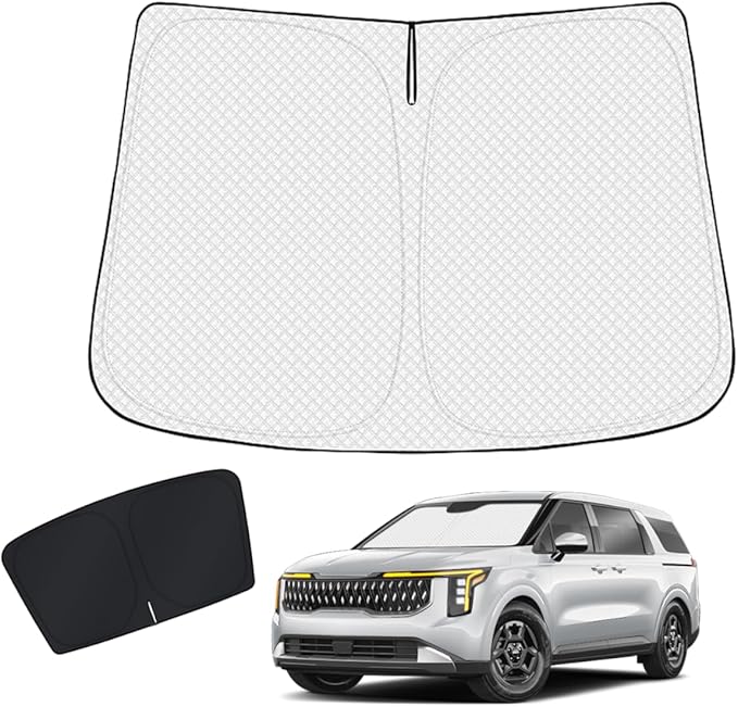 KUST Windshield Shade Custom Fit for Kia Carnival 2022-2024 2025 2026 Sun Shade Front Windshield Sun Visor Foldable Thicker 5-Layer Block Heat and Sun UV Rays
