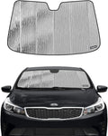 Windshield Sun Shade for Kia Forte Sedan 2014-2018,Front Window Sunshade Shield, 2-in-1 Reflective Sun Shade,Silver for Summer, Black for Winter