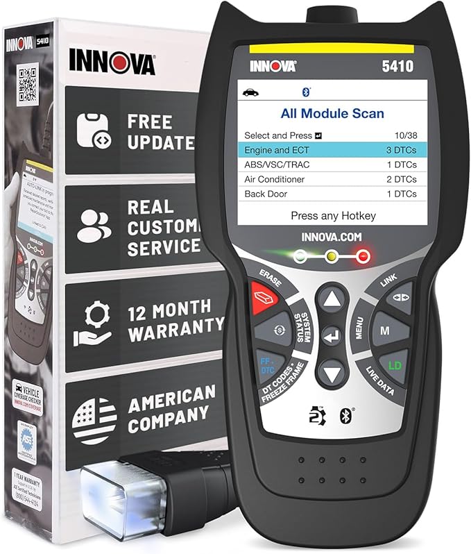 Innova 5410 All-System OBD2 Scanner Diagnostic Tool for Cars & Trucks – Automotive Scan Tools for Engine, ABS, SRS & Transmission, Bluetooth Compatible with America's Top Car Repair App