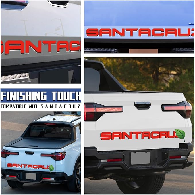 Tailgate Insert Letters Compatible for 2022 2023 2024 2025 Santa Cruz 4D Raised Tailgate Decal Letters (Double Layer Black Edge Red Faced)