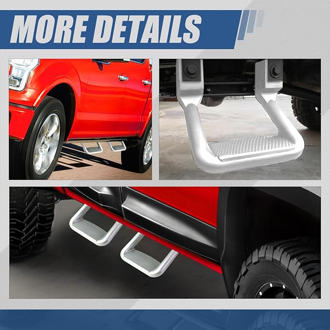 Auto Dynasty 1 Inches Universal Side Step with Mounting Brackets for Pickups & Trucks, Aluminum, Silver Powder Coated, Set of 2