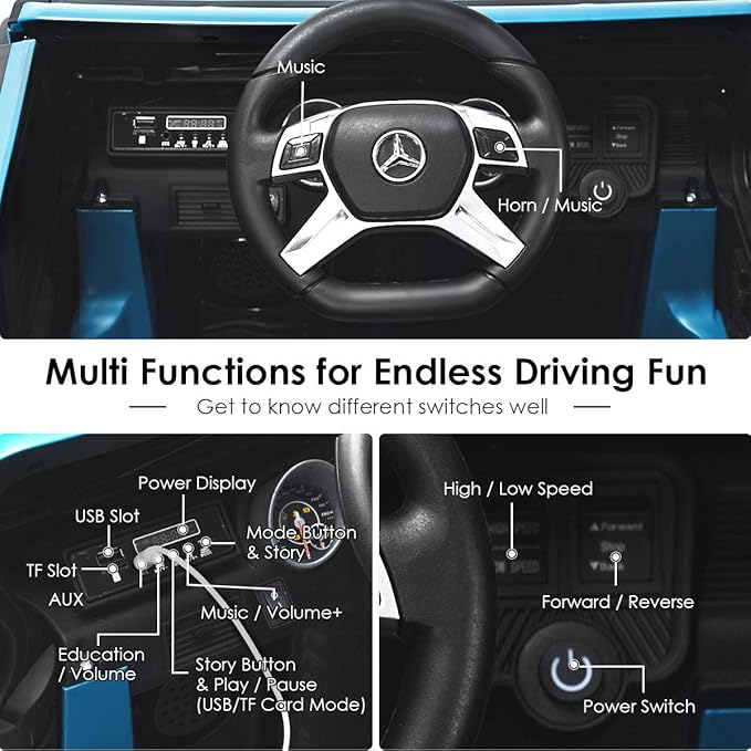 HONEY JOY Ride On Truck, Licensed Mercedes-Benz Maybach G650 Battery Powered Ride On Toys Car w/Remote Control, LED Lights, Music, Slow Start, 12V Electric Cars for Kids, Gift for Boys Girls (Black)