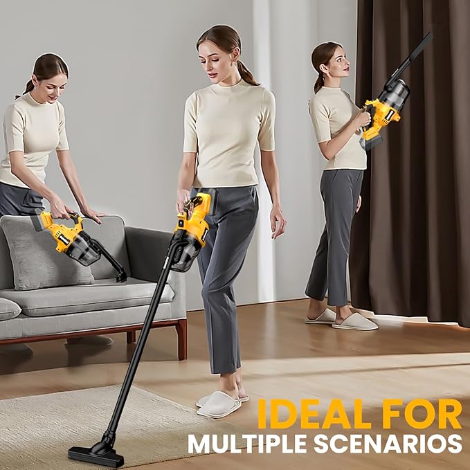 Cordless Vacuum for Dewalt 20V Battery, 5 in 1 Handheld Electric Vacuum Cleaner with 500W Powerful Motor, 46 CFM Portable with 2 Filtration HEPA for Home, Floor, Carpet, Car (Tool Only)