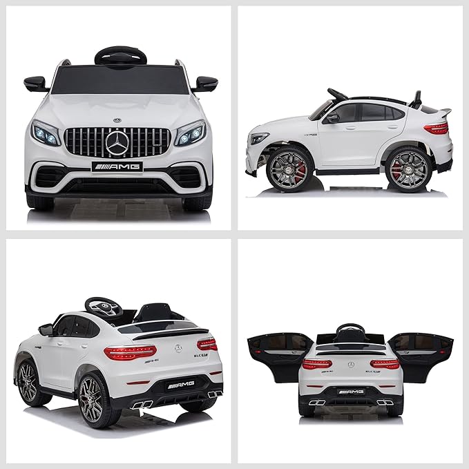 Aosom 12V Toddler Ride On Car with Remote Control, Mercedes Benz AMG GLC63S Coupe, Electric Car with 2 Speed, MP3 Player, Light, Horn, Songs, Suspension, White