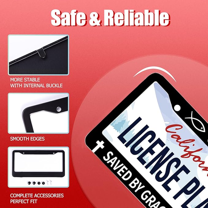 John 3:16 Jesus License Plate Frames Round Hole Personalise License Plate Frame Car Universal Accessories Stainless Steel Cars Decor 2 Holes and Screws Fits Standard US Vehicles Size 12.2 x 6 Inches