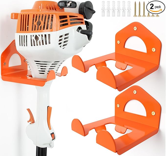 Weed Eater Hanger, Heavy Duty Weedeater Rack Wall Mount, Garage Organization Trimmer Rack for Hedge Trimmer, Garden Tools, Garage, 2 Pack