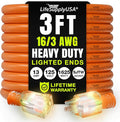 3ft Outdoor/Indoor Extension Cord 16/3 Gauge Heavy Duty 3 Prong SJTW, Waterproof, Flexible Cold-Resistant Long Power Cord,13A 125V 1625W, Orange by LifeSupplyUSA
