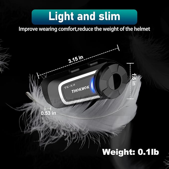 TK-X4 Motorcycle Bluetooth Headset, 6 Riders 2000m Helmet Group Intercom with Bluetooth 5.1/Music Share/Top-Tier Noise Reduction/HiFi Stereo Sound,Universal Communication System Headphones(2 Pack)