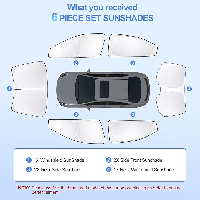 6pcs Car Window Shades for Toyota Corolla 2020-2025 Accessories,Windshield Side Rear Full Sunshade,Sun Visor UV Blocking, Privacy Protection for Camping Outdoor(Not for Corolla Cross)