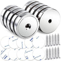 LOVIMAG Neodymium Cup Magnets,110LBS Holding Force Strong Rare Earth Magnets with Heavy Duty Countersunk Hole and Double Sided Adhensive&Stainless Screws for Refrigerator Magnet,Office Etc,Pack of 10