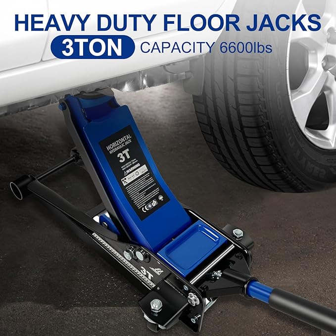 Floor Jack 3Ton/6600lbs.Dual Piston Fast Lifting Pump.Ultra Low Profile Floor Jack,Lifting Range 2.95"-19.69".Heavy Duty Hydraulic Racing Car Jack for MVPs,SUVs and Trucks.Trolley Jack