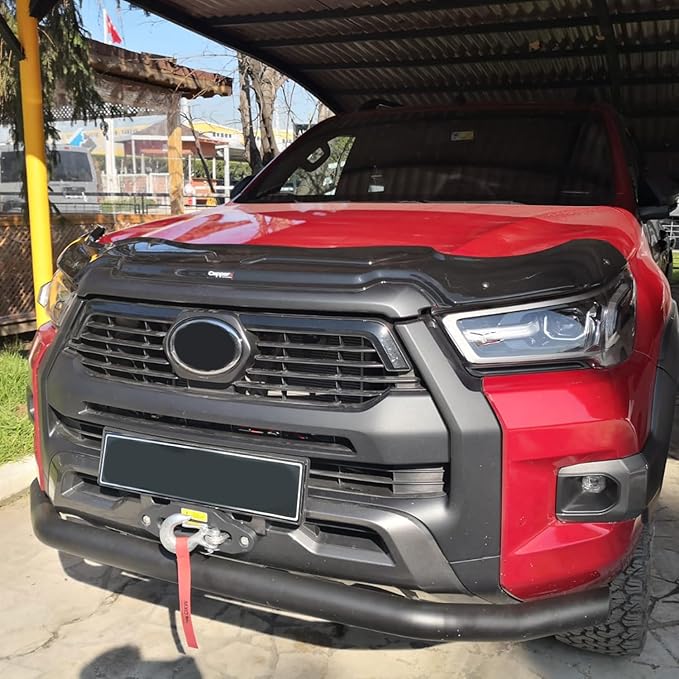 Hood Deflector Guard Fits Toyota Hilux IV 2021-2023 | Bug & Bonnet Shields, Protects from Particles & Bug, All Weather - Durable - Easy Assembly Without Drill