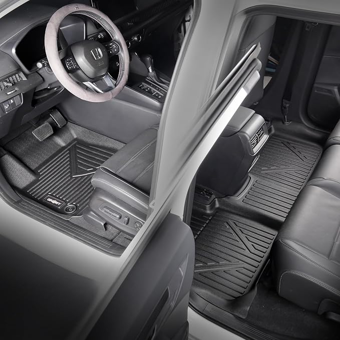 GINOWY-Floor Mats for Hyundai Santa Cruz 2022-2024 2025, TPE All Weather Car Mats Santa Cruz, Custom Fit Floor Liners, Heavy Duty Non-Slip Soft 3D Laser Car Accessories Mats-Black