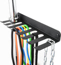Performance Seven Bars Holder Storage,Custom Powder Coated HEAVY-DUTY STEEL Mount Wall Rack Storage Rack,Weight Room Organizer with 8 Wall Hooks for Exercise Bands Jump Ropes Chains Lifting Belts