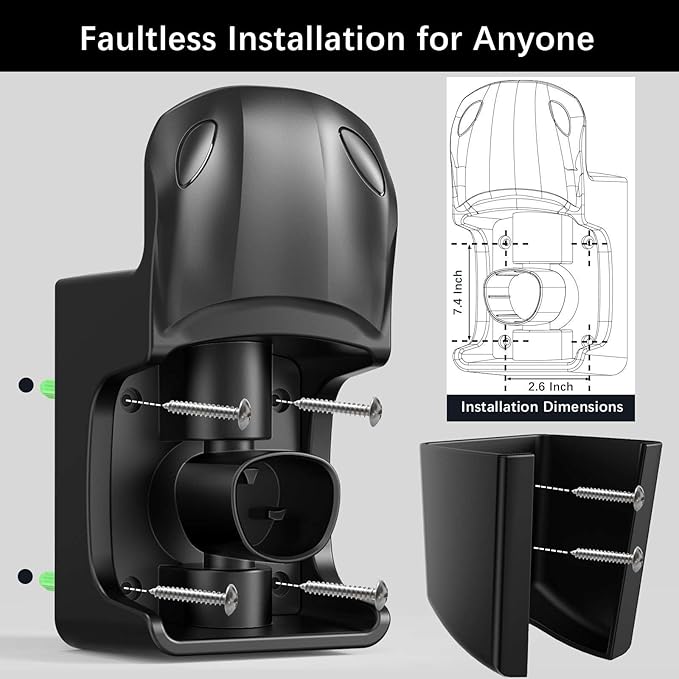 Tesla Charger Holder Wall Mount Tesla Charging Cable Organizer for Tesla Mobile Connector, Swivel NACS Holster