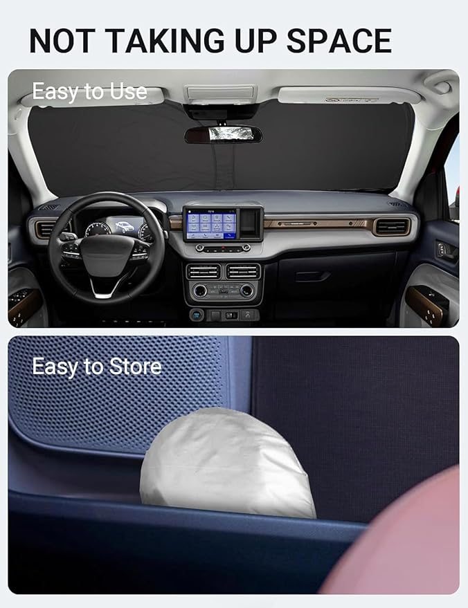 Proadsy 2025 Upgrade Windshield Sun Shade Custom Fit Ford Maverick 2022-2025 4-Layer Foldable Front Sunshade Protector Sun Visor Blocks UV Rays Keep Car Cooler