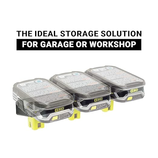 Spartan Mount for Ryobi Battery - Wall Display Hook Holder, Convenient, Easy Access Storage for All Size Ryobi Power Tool Batteries, Strong Low Profile Bracket, Garage Organizer