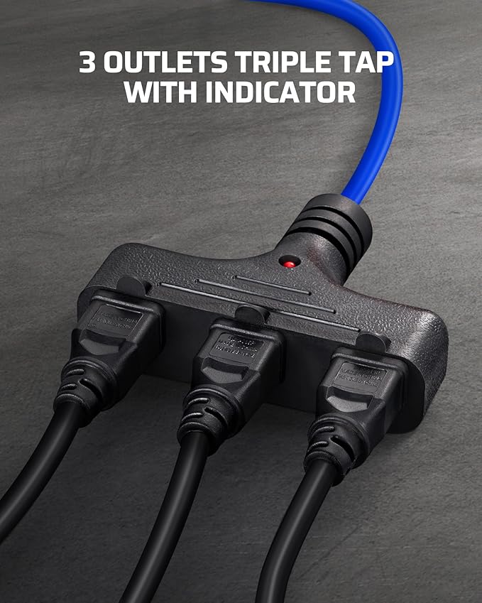 DEWENWILS 30FT Extension Cord Reel, 16/3 Gauge SJTW Power Cord, Retractable Cord Reel with 3 Outlets, Ceiling/Wall Mount for Garage, Workshop, 10A Circuit Breaker, Metal Plate, UL Listed, Blue