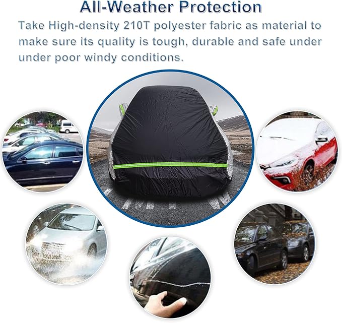 Universal Sedan Car Cover Fit for Toyota Corolla, Honda Civic, Nissan Sentra, Ford Focus, Chevy Cruze,Waterproof All Weather Anti-UV Windproof Snow Protection - Up to 193''(L)
