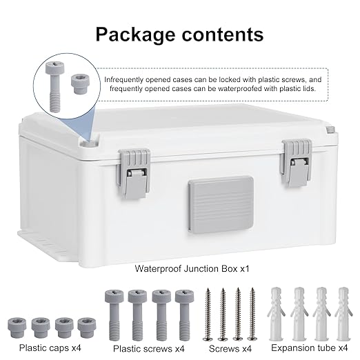 Outdoor Electrical Junction Box, ABS Water Resistant Enclosure with Internal Mounting Panel & Hinged Cover (12.6" H x 9.4" L x 5.7" W)
