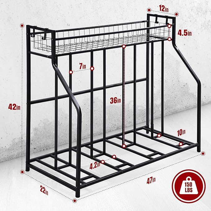 HEALTH LINE PRODUCT 4 Bike Stand, Indoor Bike Storage, Bicycle Rack for Garage - Metal Stability Floor Bicycle Station for Parking Mountain/Road/Hybrid/Fat Tire & Scooters Bike Rack for Garage