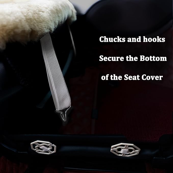 20inchs Fluffy Genuine Australia Warm Sheepskin Car Seat Cover for Auto Interior Accessories with Soft Fuzzy Wool Fur Non-Slip (Carbon Black, Front 20 * 20inchs)
