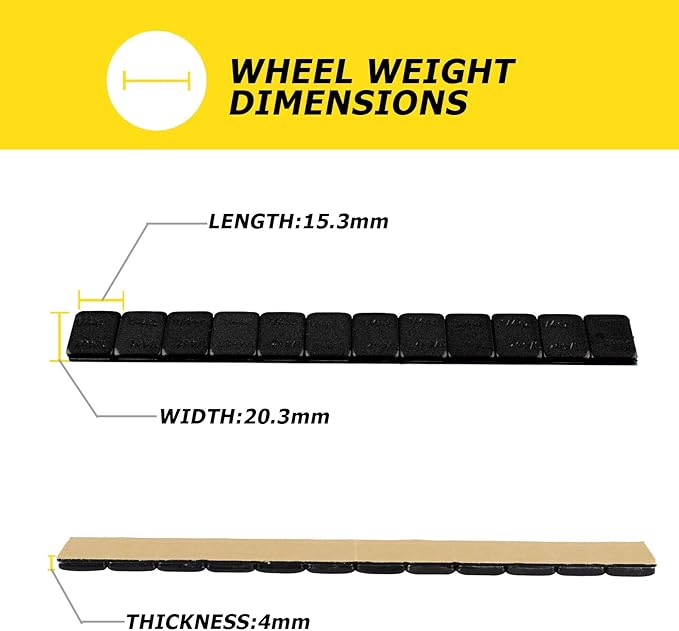 YIZBAP Wheel Weights Black 1/4oz, 72 oz/Box, 288pcs, with Strong Black Adhesive. 0.25 Ounce Stick on Wheel Weights for Cars, Trucks, SUVs, Motorcycle and Others