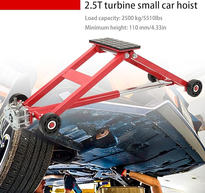 5500lb Portable Turbine Hoist Car Lift, Heavy Duty Auto Lift with Workbench 4.3-18.5in Adjustable Height Portable Car Lift Repair Elevator Tool for Shop, Garage