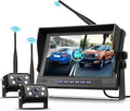 Hodozzy Wireless Backup Camera Digital System Kit, 9 Inch Dual Split Screen Monitor with Blind Spot Warning, IP 68 Waterproof 2 Backup Camera, Recording,Night Vision,Loop Record Trucks/RV/SUV