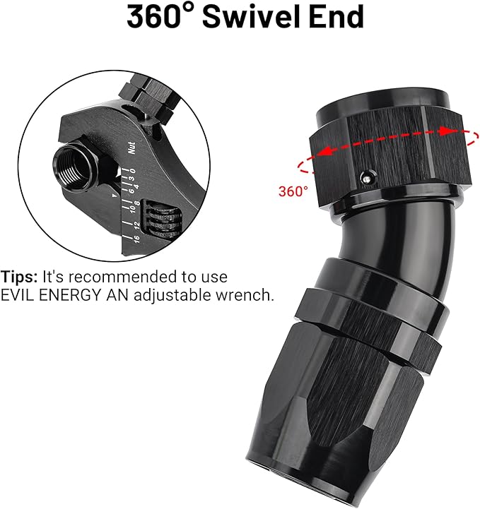 EVIL ENERGY 12AN 30 Degree One Piece Full Flow Hose End Fitting Swivel For CPE Braided Hose