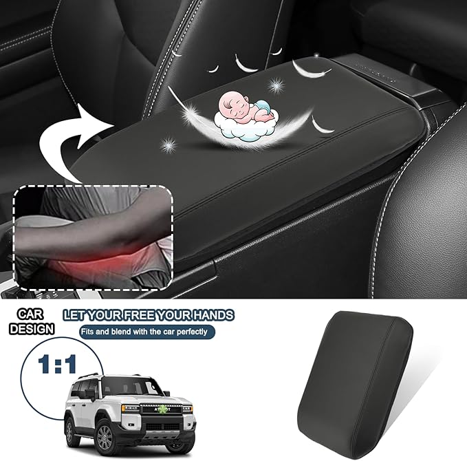 Ruiya Armrest Cover for Toyota Prado LC250 J250 Center Console,for Toyota Land Cruiser 250 Accessories Soft Comfy Center Console Lid Cover Compatible with 2024 2025 Land Cruiser 1958/First Edition