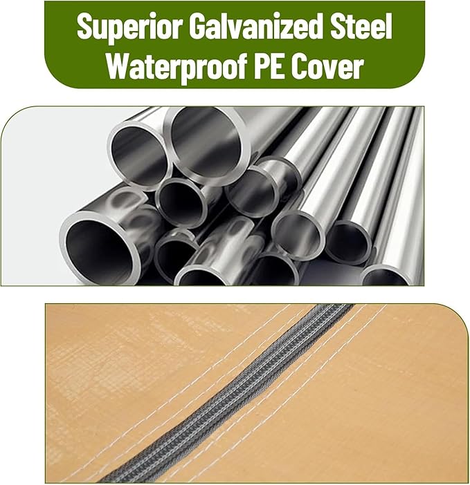 10x20 Ft. Metal Carport Garage with PE Fabric and Galvanized Steel Frame Outdoor Shelter for Cars, Trucks and Boats with 4 Doors and Mesh Windows for Ventilation - Yellow