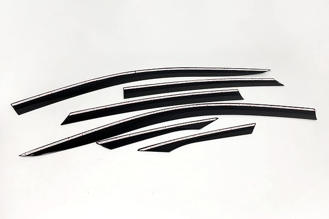 AUTOCLOVER Tape-On Rain Guards Window Visors 6 Pcs Set for Honda Civic Sedan 4dr 2016 2017 2018 2019 2020 2021 / Window Deflectors, Out-Channel Vent Shades (Smoked)