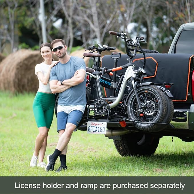 HYPERAX 2024 Volt 2 -E Bike Hitch Mounted Platform Style 2 Bikes Carrier for Car, SUV, Trucks, Sedan, Tilting e-Bike Rack for Hitch Fits Up to 2 X 80 lbs Bike with Up to 5" - NO RV USE!