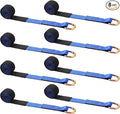 8Pack 2'' X 8ft Tow Truck Straps Lasso Wheel Lift Straps Lasso Tow Strap with D Ring 11, 000 Lbs Break Strength Auto Tie Down Auto Hauler for Trailer Truck Tie(Blue)