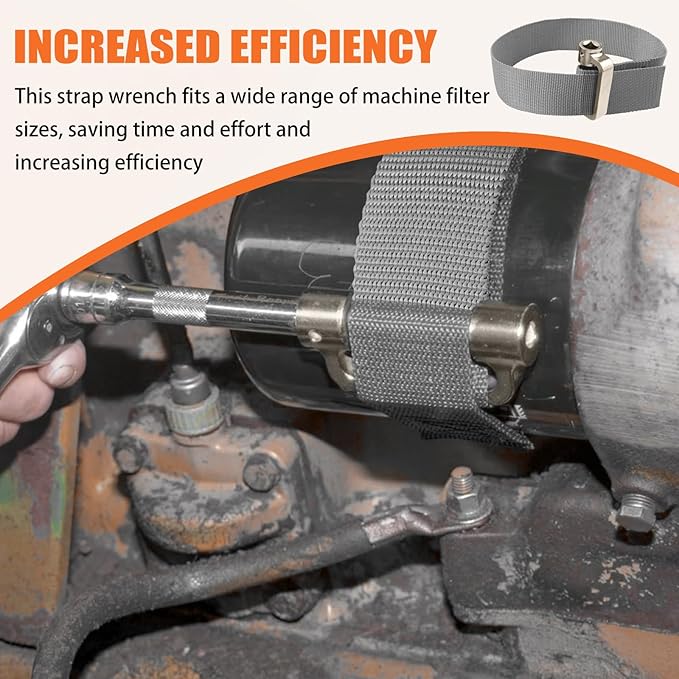 Heavy Duty Strap Oil Filter Wrench for Various Up to 6-1/2 inches Filter & Plumbing Removal Tool