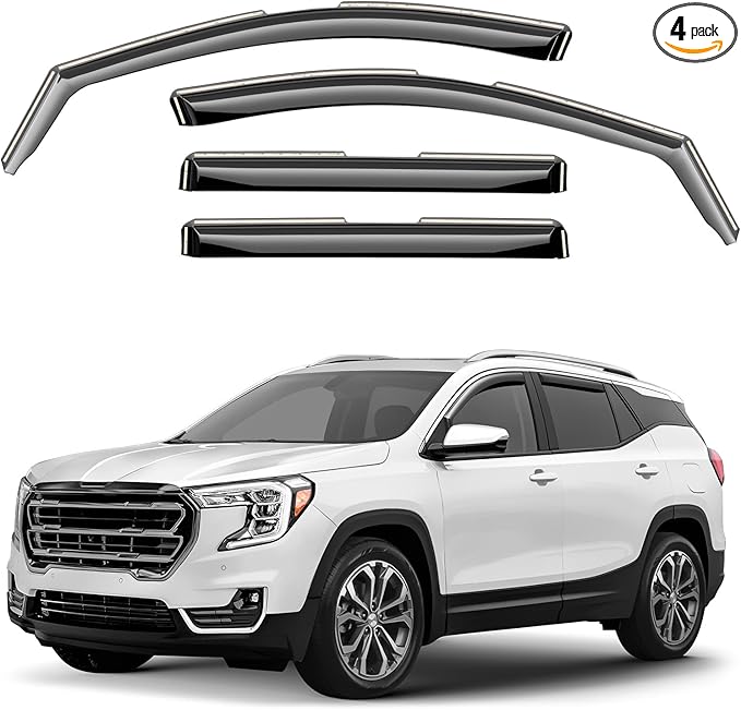 Window Deflectors Smoke Tinted in-Channel Side Window Vent Visor Deflectors Rain Guards Compatible with Terrain 2018-2024 - 4pcs. GW0880