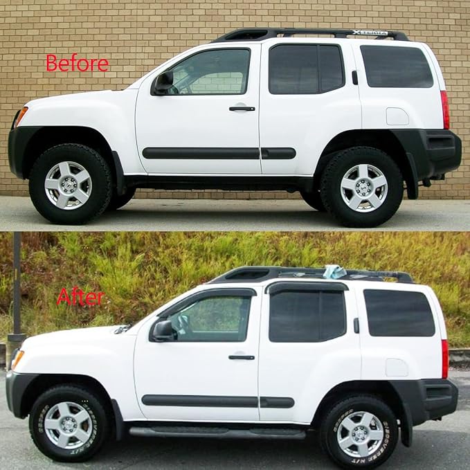94539 4Pcs Out-Channel Tape On Side Wind Vent Deflector,Dark Smoke Window Visors,Nice Sun Rain Guards fit for 2005-2015 Nissan Xterra