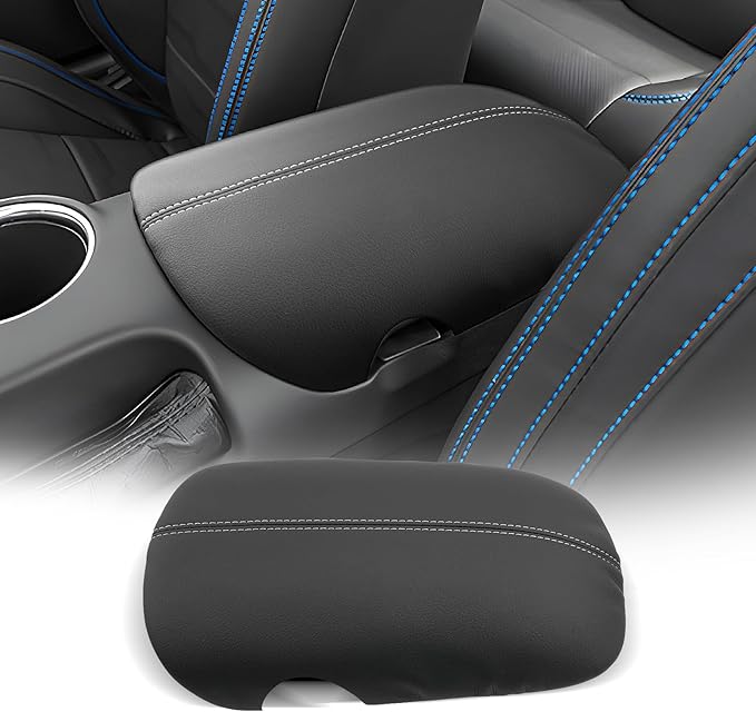 CDEFG for Ford Mustang 2024-2025 Center Console Cover Armrest Box Cover for Mustang 2024 2025 Accessories Console Arm Rest Protector White Line