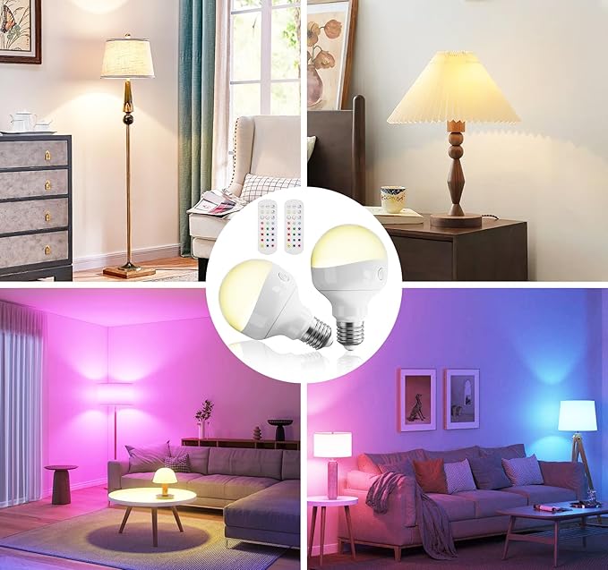 HISTAR Rechargeable Light Bulbs, 2500mah Battery Light Bulbs for Lamps with Remote, RGB, Timer, Dimmable, 3 Color Temperature, Magnetic Base