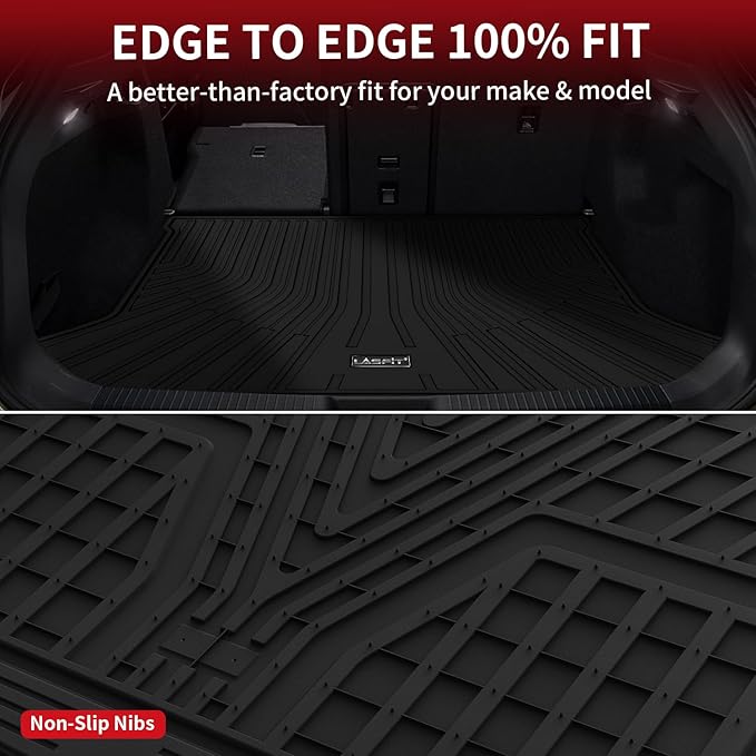 LASFIT Cargo Mat Fit for Volkswagen VW ID.4 2025 2024 2023 2022 2021 All Weather TPE Trunk Liners (Only Fit Non-Adjustable Carpet Floor)