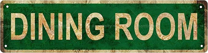 DINING ROOM Non-Embossed Vintage Metal Tin Street Sign Bar Cafe Garage Cave Home Room Wall Bathroom Farmhouse Garden Porch Patio Decor, 16 x 4 Inch