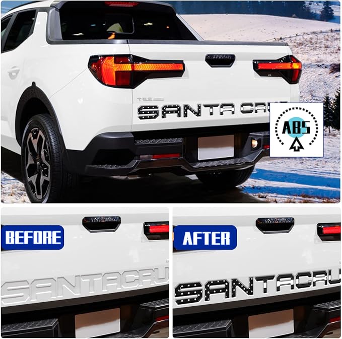 Tailgate Inserts Letters Compatible for 2022 2023 2024 2025 Santa Cruz 3D Raised & Strong Adhesive Decals Letters Rear Emblem Decal Sticker Compatible for Santa Cruz Accessories-Black American Flag